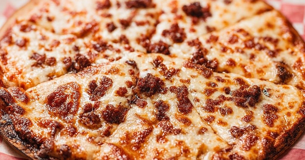 Fresh pizza with bubbling mozzarella